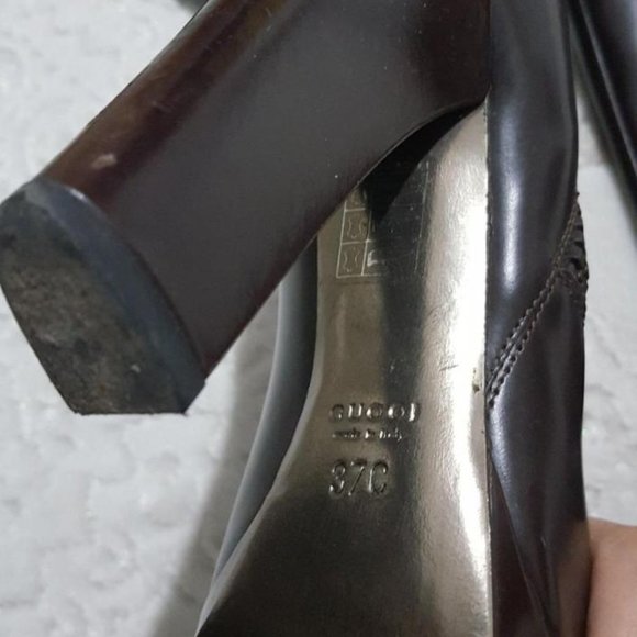 Authentic Gucci Dark Burgundy Platform Tall Boots EU 37 C - Picture 2 of 4